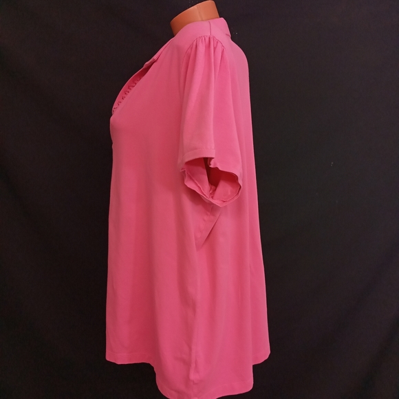 22/24W PINK L.a. blues perfect fit stretch FLAT sequins v neck detail collar top - Picture 5 of 9